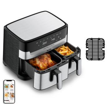 TEFAL Dual Easy Fry & Grill Air Fryer Stainless Steel, 8.3 L Capacity, Dual  Drawers, Combination Air Fryer & Grill EY905D28