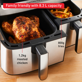 Tefal, Air Fryer, Easy Fry Dual Drawers Air Fryer And Grill Grey