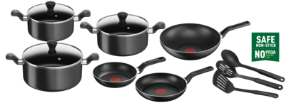 Tefal Cook & Clean 4pcs Cookware Set (Small Cooking Pot + Wok Pan + Small  Spatula)